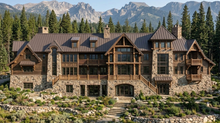 {"geometryOverride":0,"materialOverride":100,"promptStrength":60,"isInterior":false,"isTurboNature":false,"isAtmospheric":false,"isArielView":false,"isCinematic":false,"isFilm":false,"seed":-1,"userPrompt":"A photo-realistic luxury log cabin nestled in the rugged wilderness of the Beartooth Mountains in Montana, surrounded by towering pine trees and dramatic alpine peaks. The cabin features massive hand-hewn log construction and a grand stone fireplace chimney. The scene is set in early afternoon with natural sunlight casting soft shadows and highlighting the rich wood textures. The environment feels secluded, peaceful, and upscale, with ultra-realistic textures, cinematic lighting, depth of field, and sharp focus. Shot as if on a high-end DSLR camera, 8K resolution, HDR, highly detailed, realistic shadows and reflections.","userNegativePrompt":"","renderEngineVersion":"Version 7 Flash","temperature":100,"styleChips":[]}